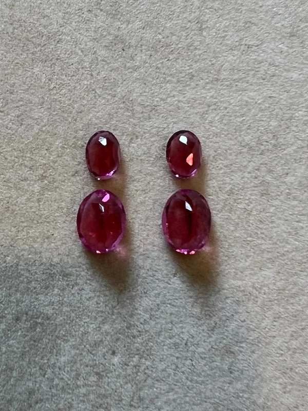 ladies-statement-gold-earrings-Repair - Earrings - Rubellite and Diamond in 18K Gold