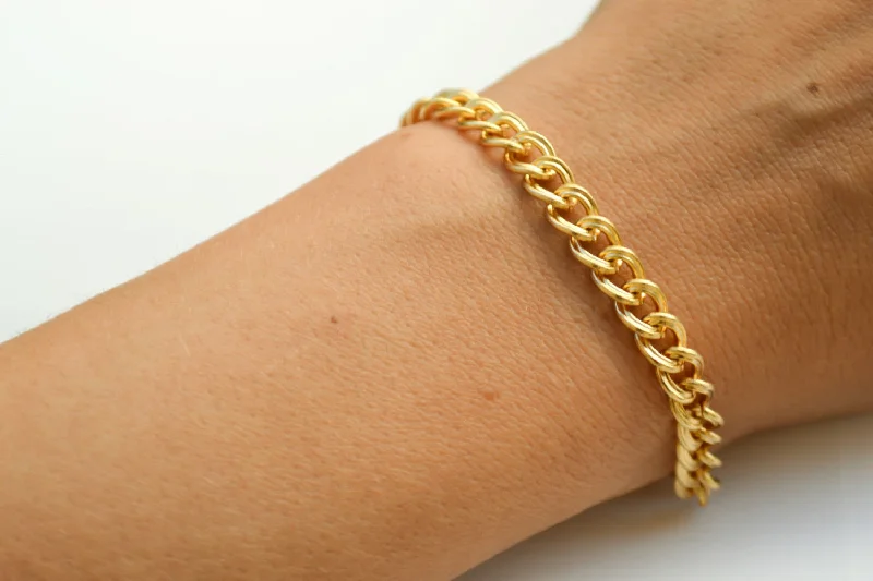 Ladies bracelets fine cuffs -24k gold plated link chain bracelet for women, gift for her