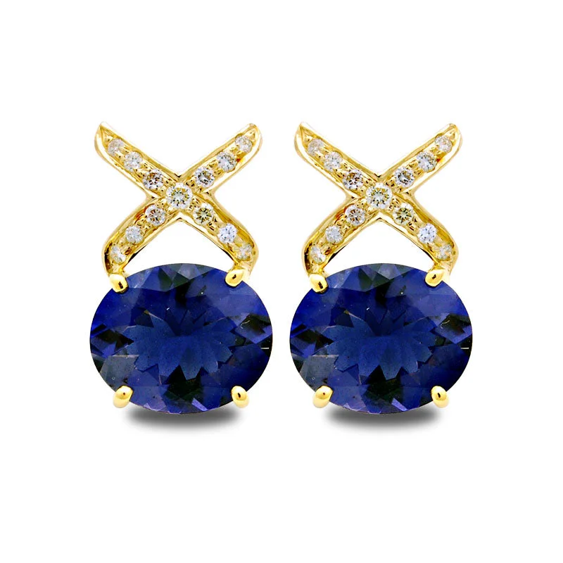 ladies-star-diamond-earrings-Earrings-Iolite and Diamond