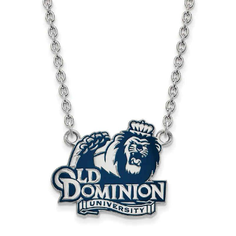 Ladies necklaces with planet charms -Sterling Silver Old Dominion U Large Enamel Pendant Necklace