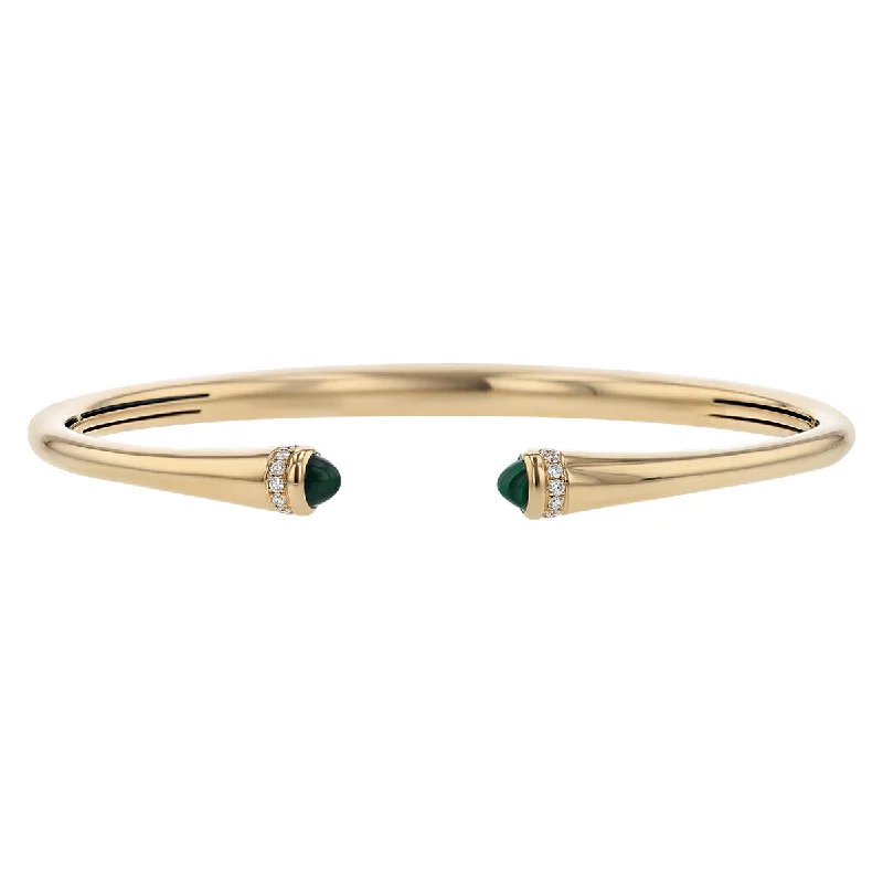 Ladies bracelets for vision vibes -Bracelet in Yellow Gold with Malachite and Diamonds