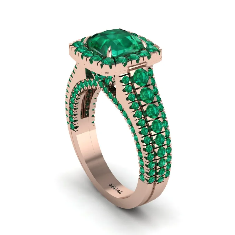 engagement-infinity-white-gold-ring-Cushion Cut Emerald Eternal Splendor Engagement Ring - Lorelei No. 20