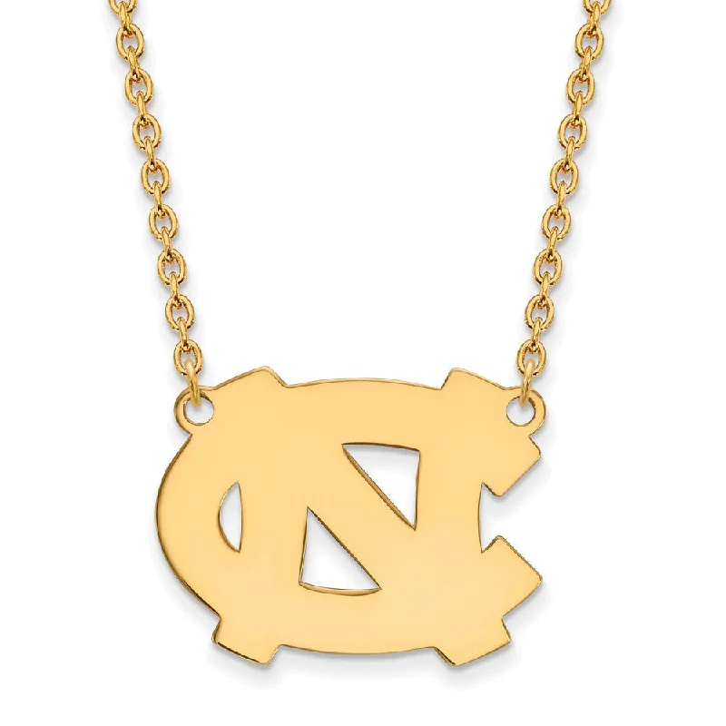 Ladies necklaces for singers -14k Gold Plated Silver North Carolina LG 'NC' Pendant Necklace