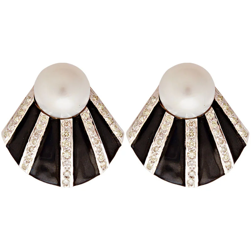 ladies-minimalist-diamond-earrings-Earrings-South Sea Pearl and Diamond (Enamel)