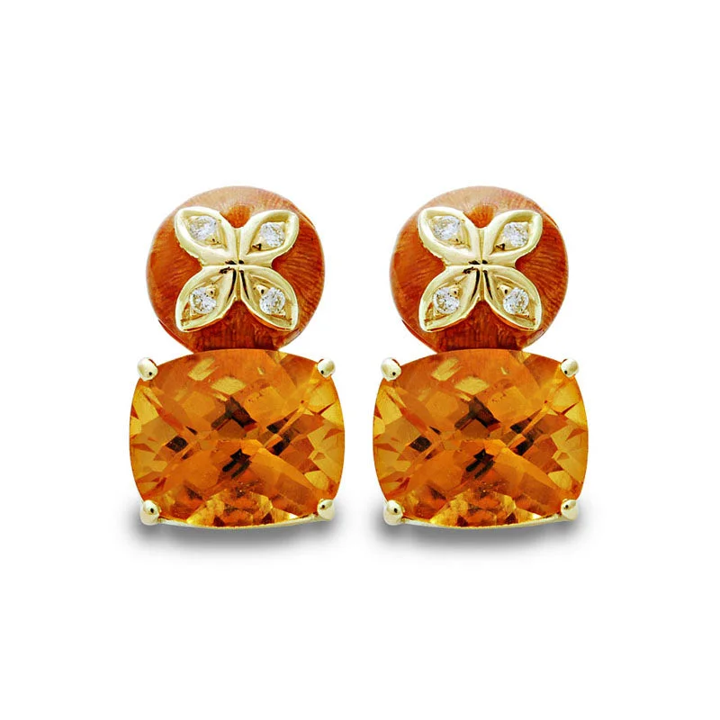 ladies-bridal-huggie-earrings-Earrings-Citrine and Diamond (Enamel)