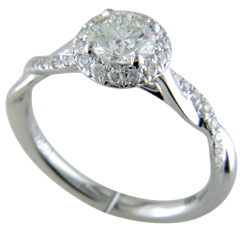 engagement-heart-gold-ring-3/4 Carat Round Diamond 18K White Gold Engagement Ring with Halo and Twist Pave