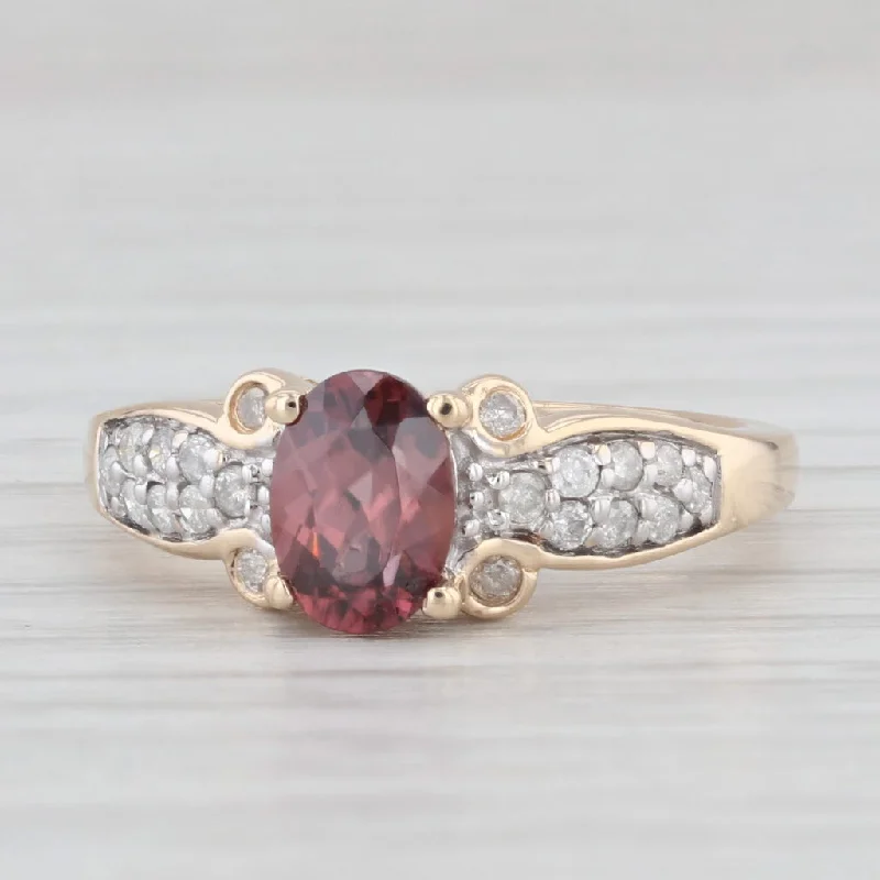 engagement-pearl-handmade-ring-1.40ctw Maroon Zircon Diamond Ring 14k Rose Gold Size 6 Engagement