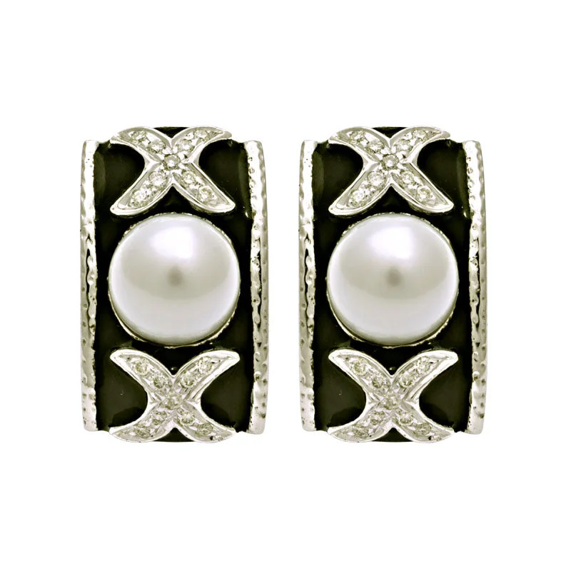 ladies-vintage-rose-gold-earrings-Earrings-South Sea Pearl and Diamond (Enamel)