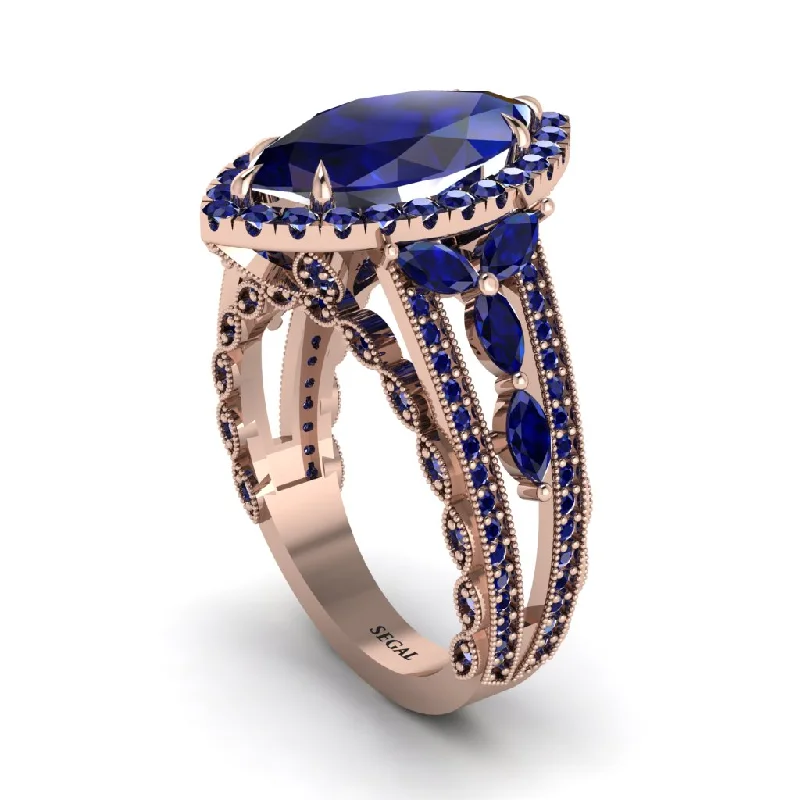 engagement-birthstone-rose-gold-ring-Sapphire Majestic Splendor Engagement Ring - Antonella No. 74