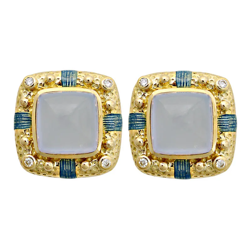 ladies-affordable-diamond-earrings-Earrings-Chalcedony and Diamond (Enamel)