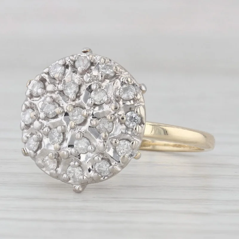 engagement-radiant-cut-platinum-ring-Vintage 0.50ctw Diamond Cluster Engagement Ring 10k White Yellow Gold Size 6.5