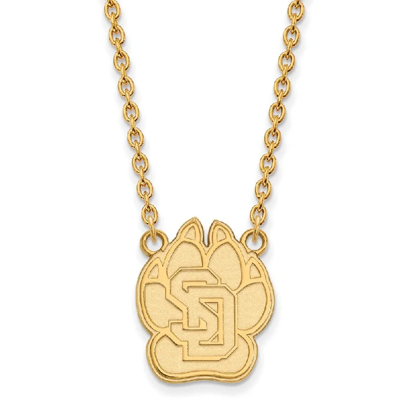 Ladies necklaces with kitty pendants -14k Gold Plated Silver South Dakota Lg 'SD' Paw Pendant Necklace