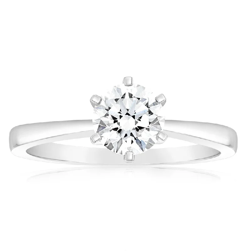 engagement-marquise-cut-emerald-ring-Certified Luminesce Lab Grown 1 Carat Solitaire Engagement Ring in 18ct White Gold