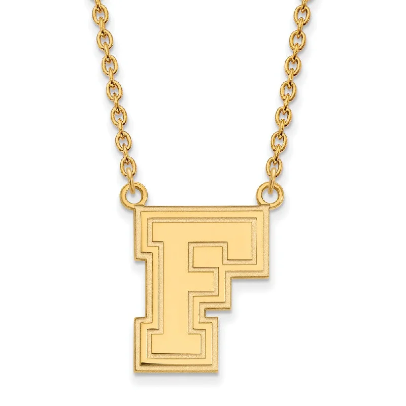 Ladies necklaces with pink sapphire -10k Yellow Gold Fordham U Large Pendant Necklace