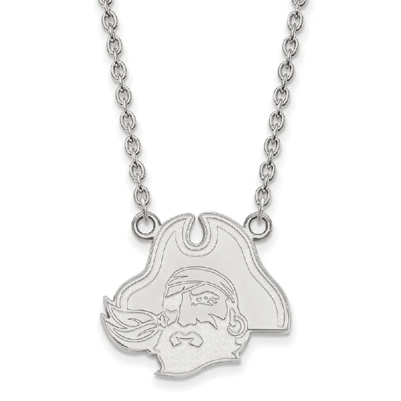 Ladies necklaces artsy strands -Sterling Silver East Carolina U Large Mascot Pendant Necklace