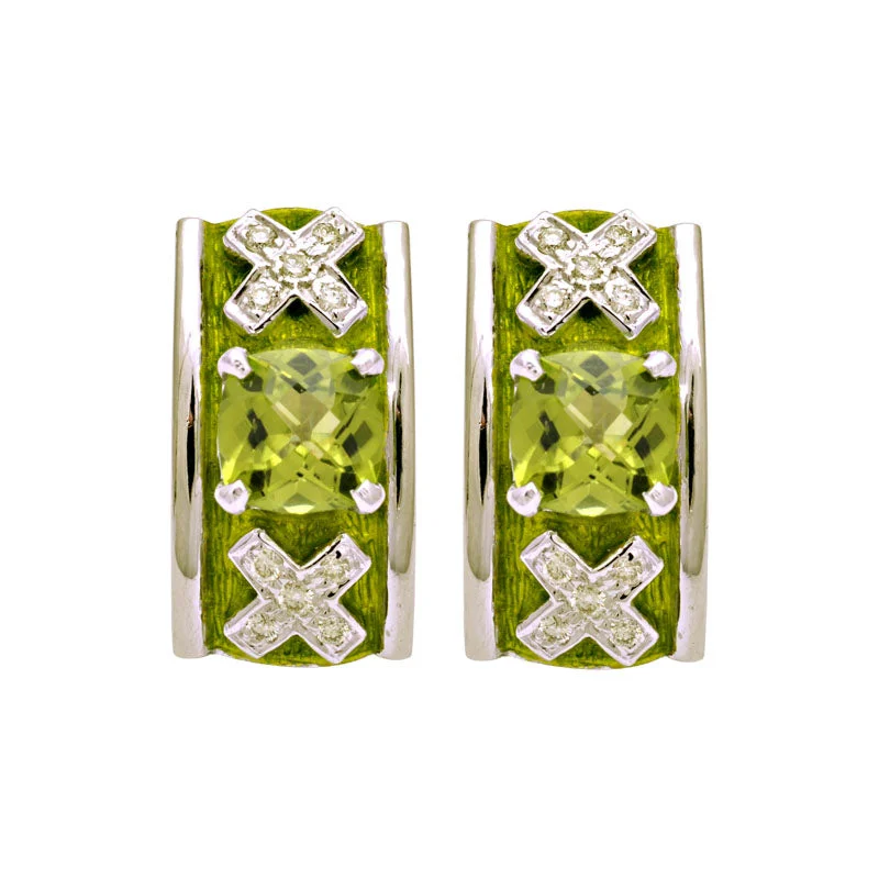 ladies-custom-rose-gold-earrings-Earrings-Peridot and Diamond (Enamel)