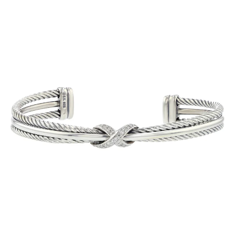 Ladies bracelets vintage charm -David Yurman Crossover X Bracelet in Sterling Silver with Diamonds