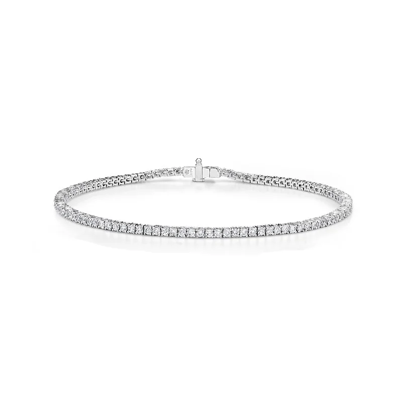 Ladies bracelets with carved initials -Diamond Line Tennis Bracelet