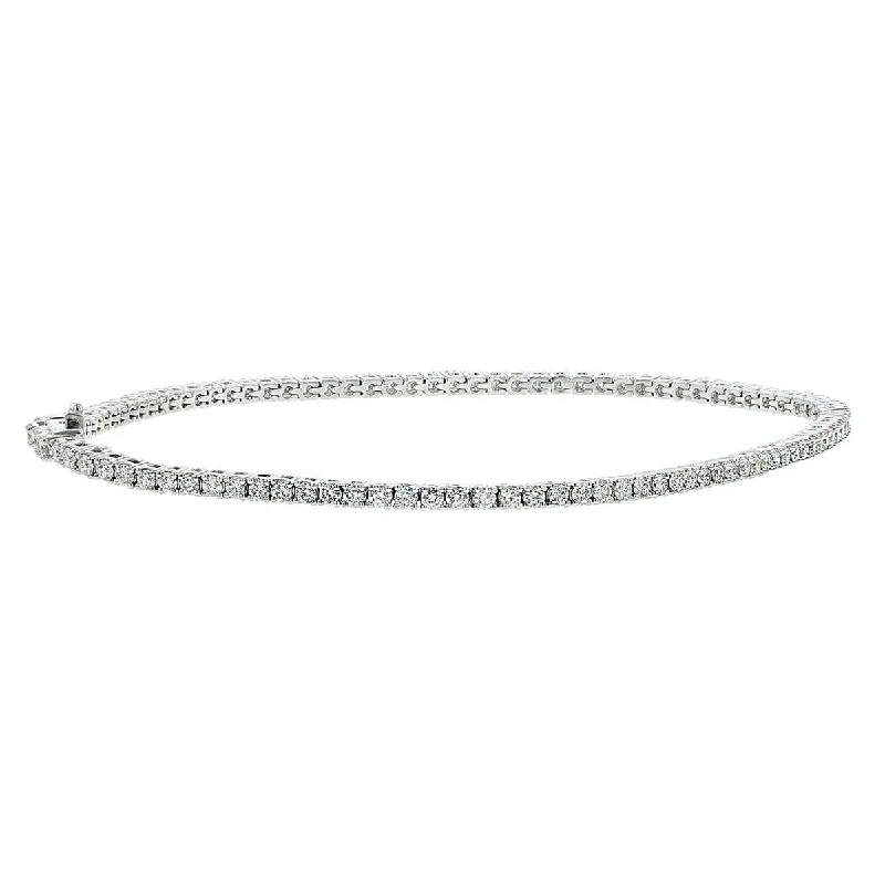 Ladies bracelets chiseled elegance -Classic Four-Prong Diamond Line Bracelet