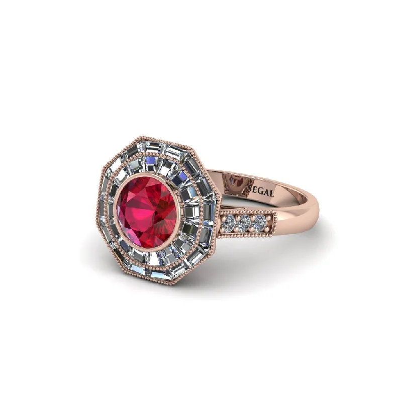 engagement-emerald-cut-rose-gold-ring-Ruby Radiant Majesty Engagement Ring - Francesca No. 11