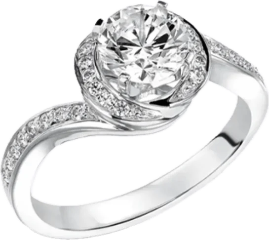 engagement-birthstone-diamond-ring-APHRODITE Spiral Halo Diamond Lab Diamond Engagement Ring Pav in 14K White Gold