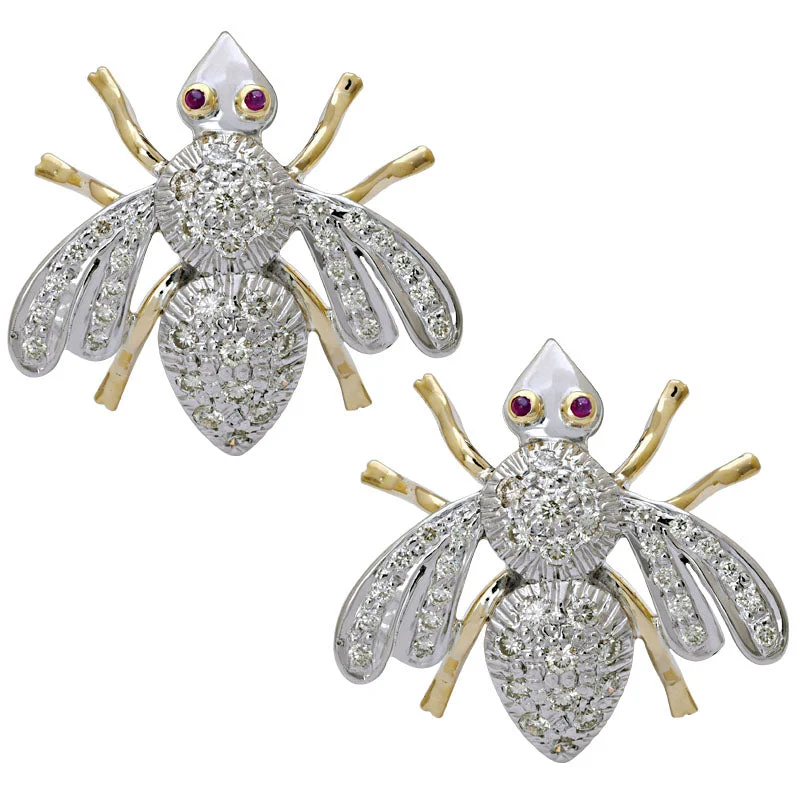 ladies-unique-diamond-earrings-Earrings-Ruby and Diamond