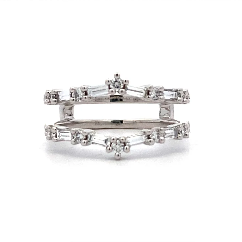 ladies-name-diamond-rings-Baguette and Round Diamond Ring Guard in White Gold by Allison Kaufman