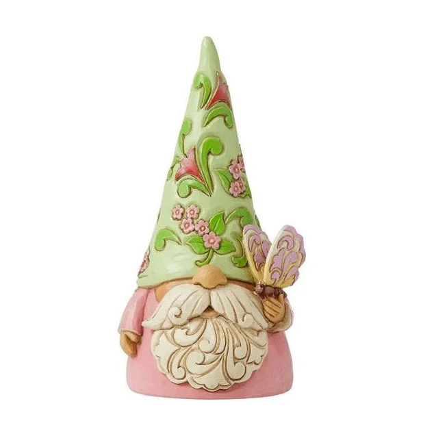 ladies-princess-cut-emerald-rings-Jim Shore Gnome with Spring Floral Hat Holding a Butterfly "Garden Guest" Figurine 5.25"