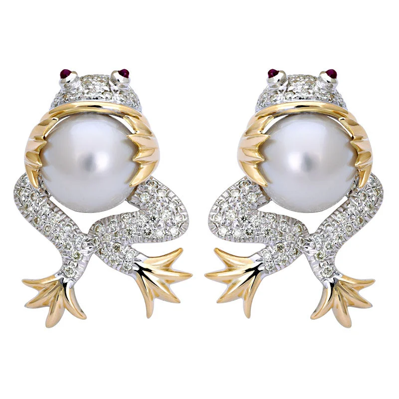 ladies-delicate-silver-earrings-Earrings-Ruby, South Sea Pearl and Diamond