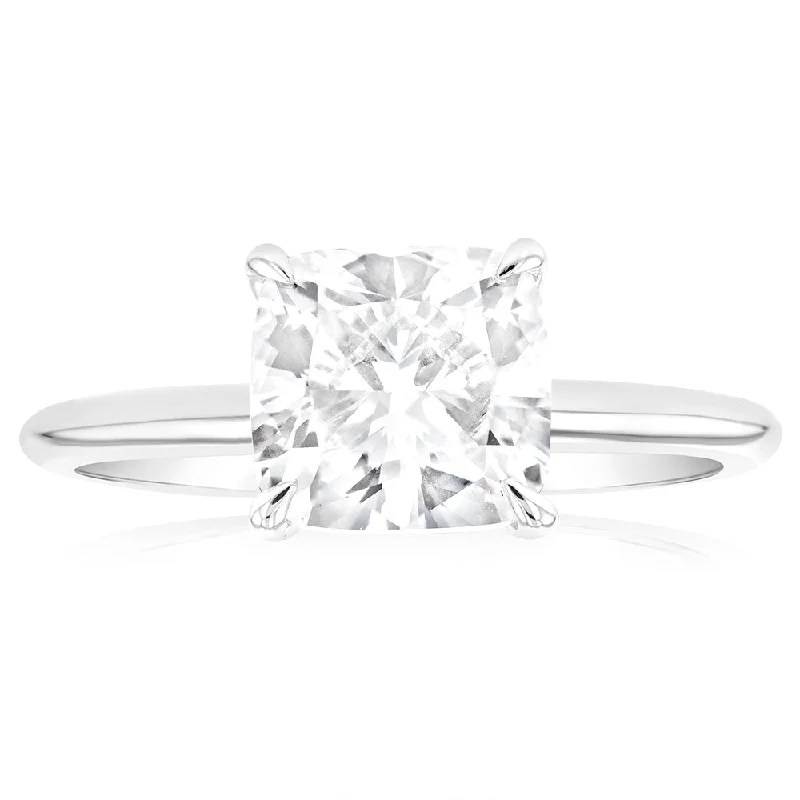 engagement-round-platinum-ring-Luminesce Lab Grown Certified 2 Carat Diamond Cushion Cut Engagement Ring in 18ct White Gold