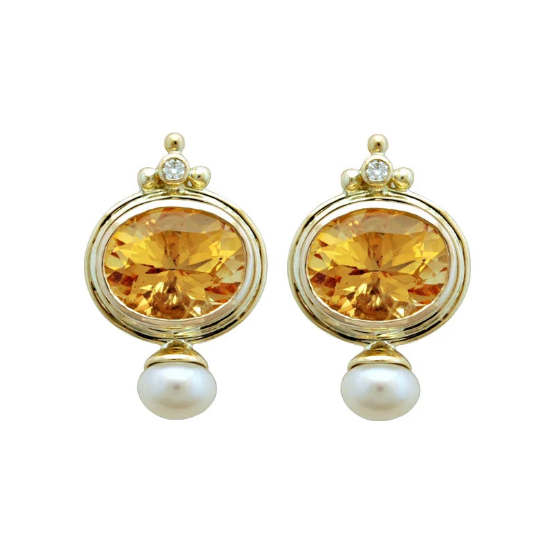 ladies-party-chandelier-earrings-Earrings-Citrine, Pearl and Diamond