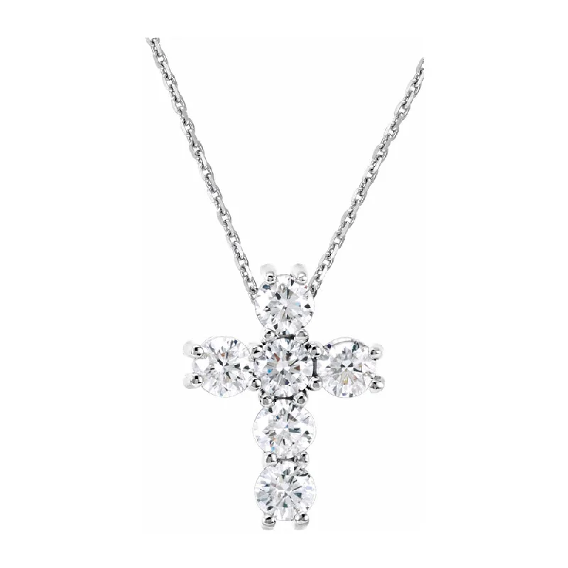 Ladies necklaces duo sets -14K White Gold 1/4 CTW Diamond 10mm Cross Necklace, 18 Inch