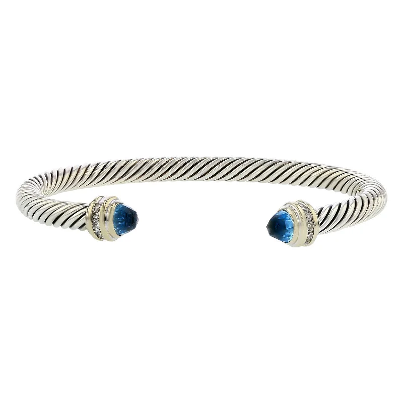 Ladies bracelets with dusk tourmaline -David Yurman Cable Classic Bracelet with Blue Topaz and Diamonds