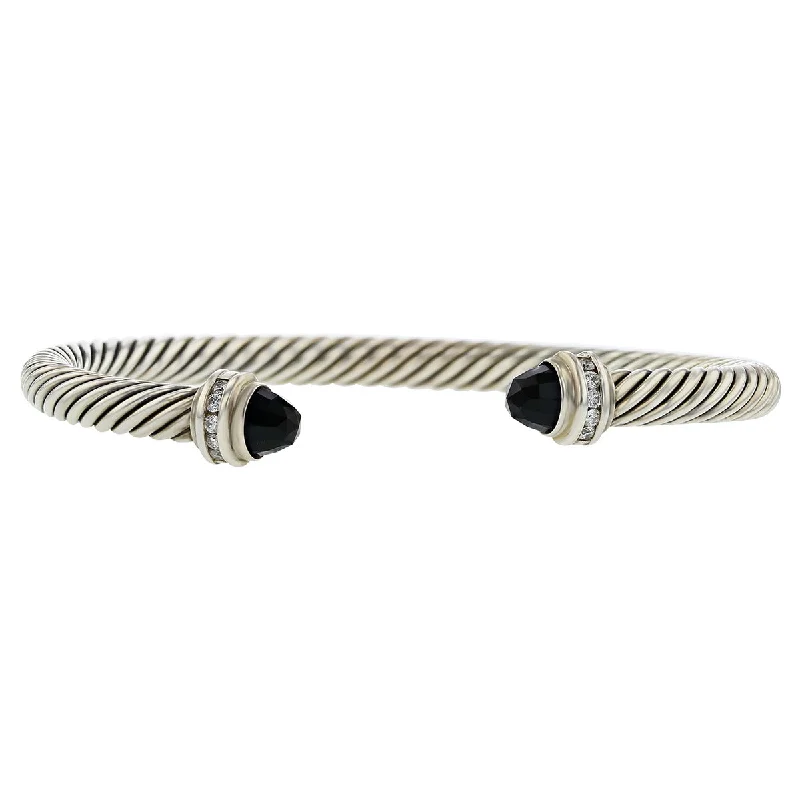 Ladies bracelets with flare charms -David Yurman Cable Classic Bracelet with Onyx and Diamonds