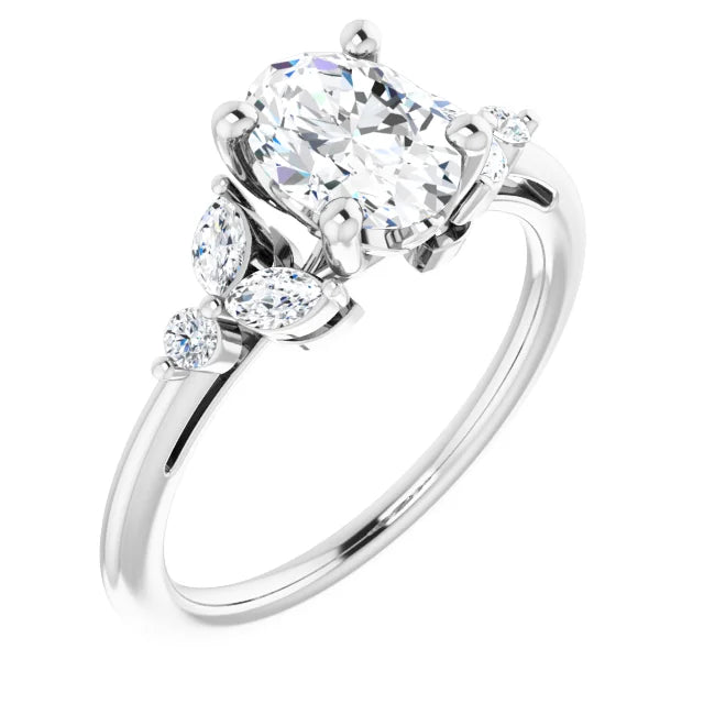 engagement-princess-cut-gold-ring-AURELIE Platinum Oval Lab Grown Diamond Engagement Ring