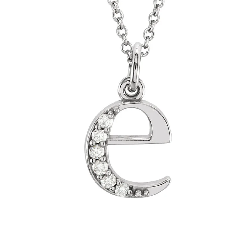 Ladies necklaces trendy strands -The Abbey 14k White Gold Diamond Lower Case Initial 'e' Necklace 16 In