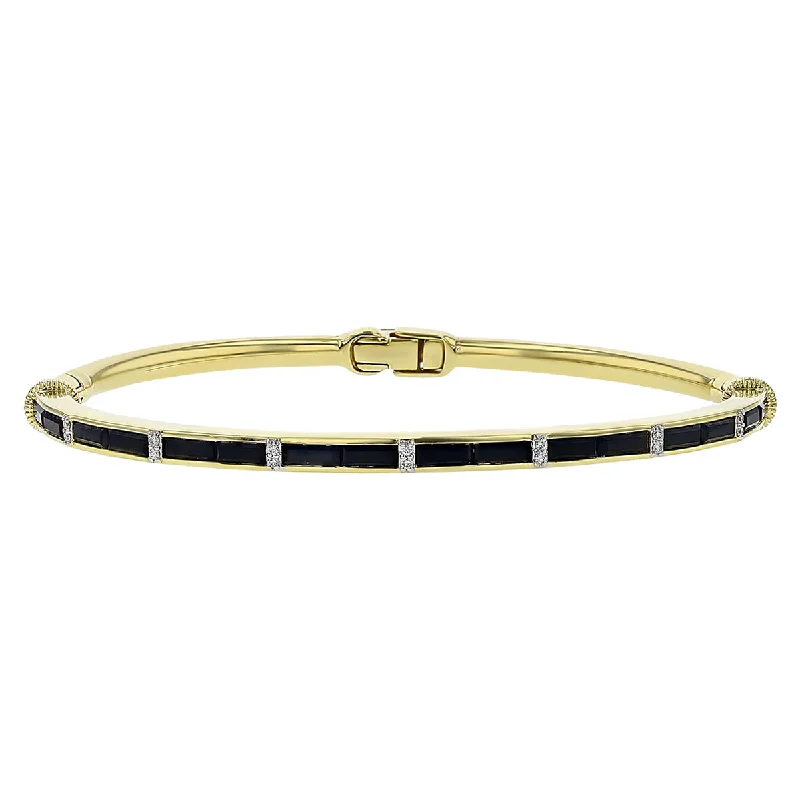 Ladies bracelets for twilight vibes -Black Spinel and Diamond Bangle Bracelet