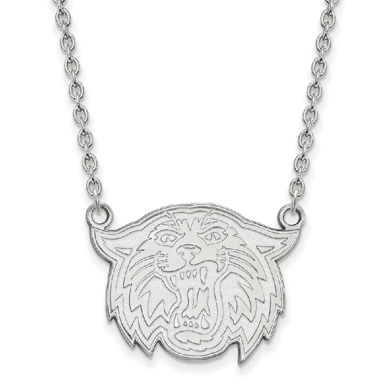 Ladies necklaces for young trendsetters -Sterling Silver Villanova U Large Wildcat Pendant Necklace