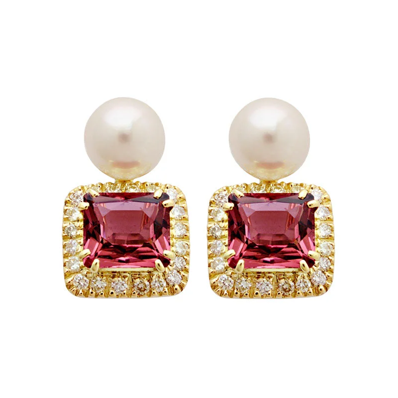 ladies-wedding-pearl-earrings-Earrings-Rubelite, South Sea Pearl and Diamond