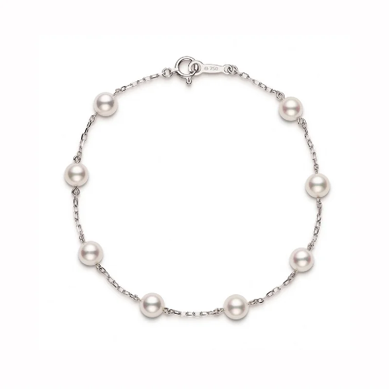 Ladies bracelets with ash apatite -Akoya Cultured Pearl Station Bracelet