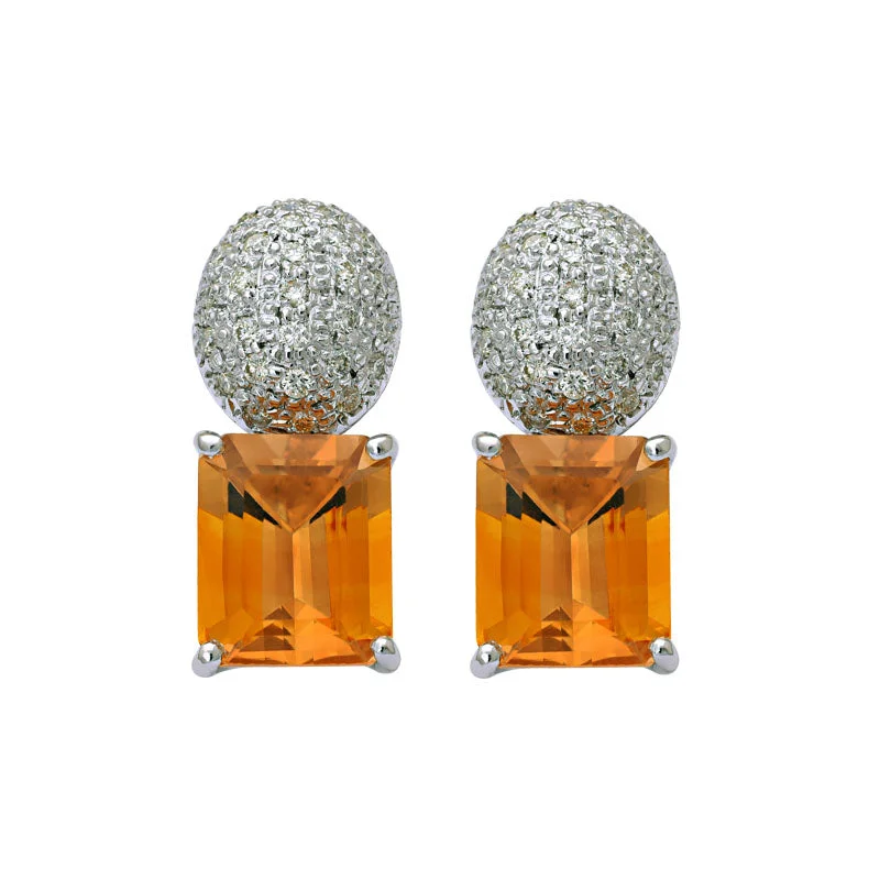 ladies-fashion-silver-earrings-Earrings- Citrine And Diamond (223KS)