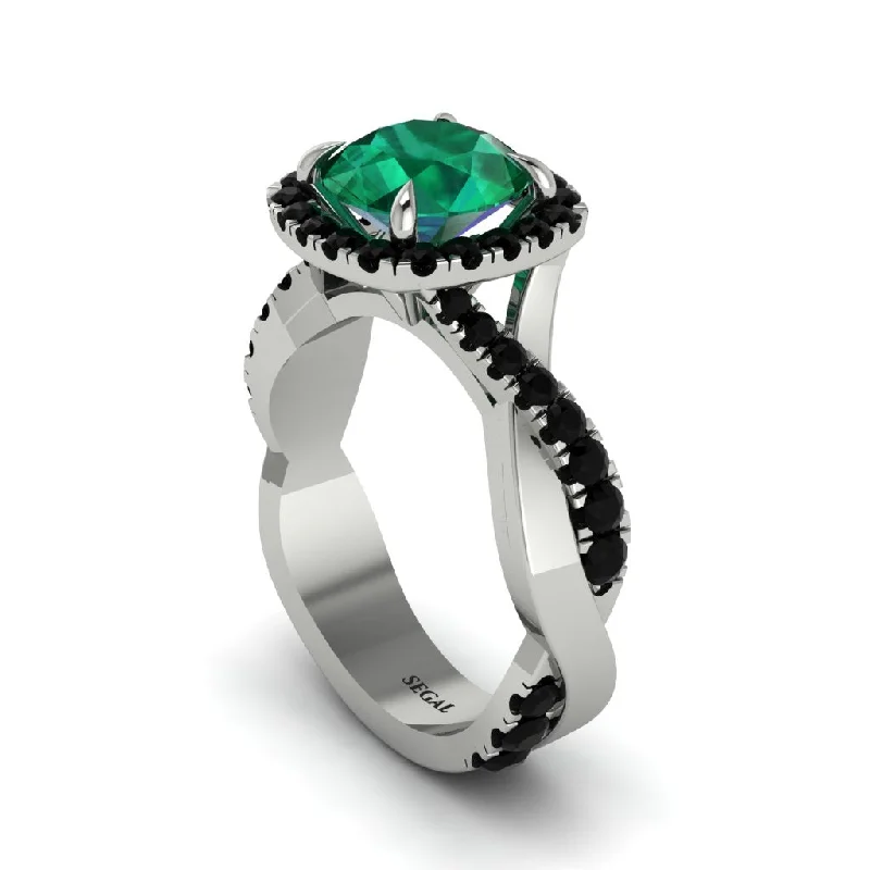 engagement-bridal-diamond-ring-Emerald Twist Shank Halo Engagement Ring - Cheyenne No. 36