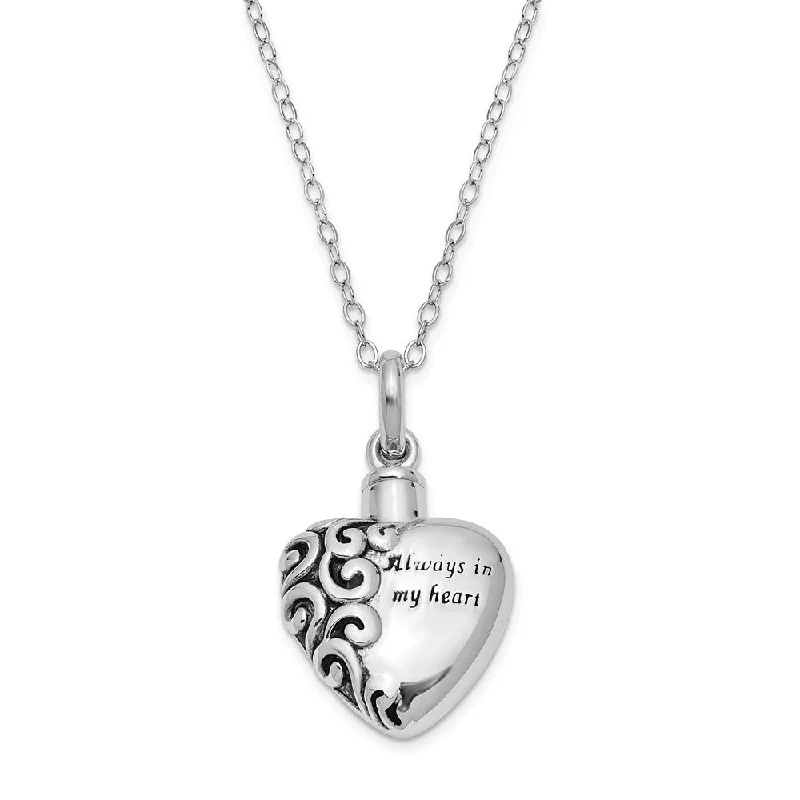 Ladies necklaces for fashionistas -Sterling Silver Always in My Heart Ash Holder Necklace, 18 Inch