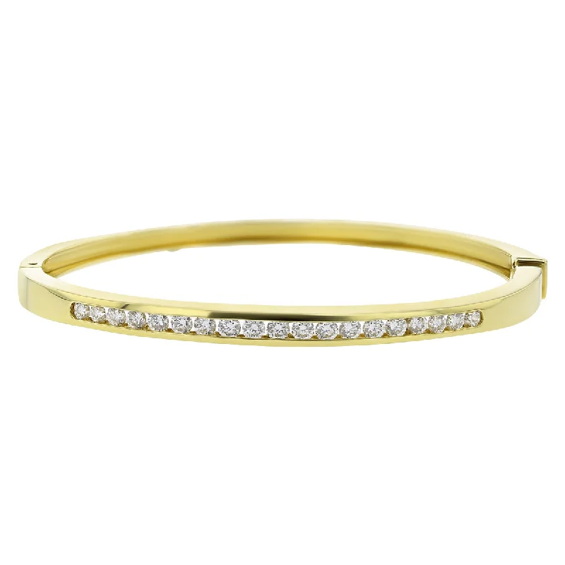 Ladies bracelets with dawn sunstone -18K Yellow Diamond Channel-Set Bangle Bracelet