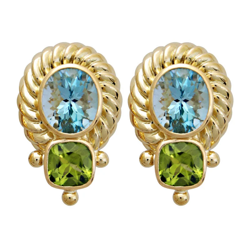 ladies-moon-silver-earrings-Earrings-Blue Topaz and Peridot