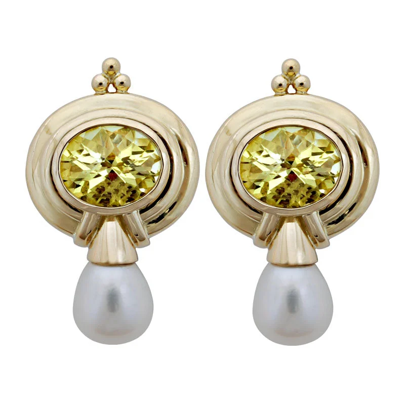 ladies-classic-hoop-earrings-Earrings-Lemon Quartz and Pearl