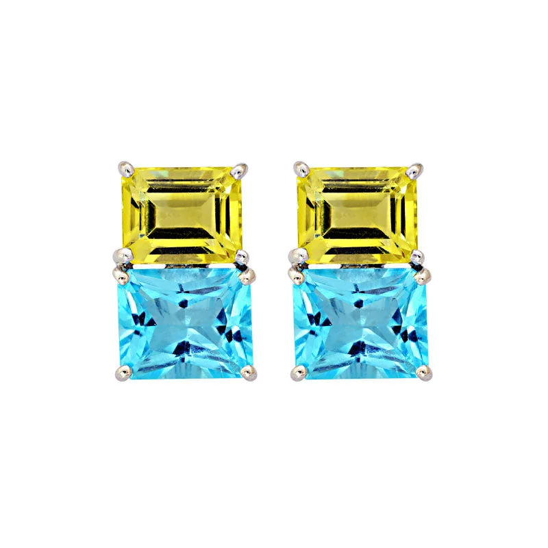 ladies-minimalist-gold-earrings-Earrings-Blue Topaz and Lemon Quartz