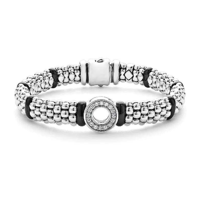 Ladies bracelets with grace charms -Ceramic and Diamond Circle Bracelet