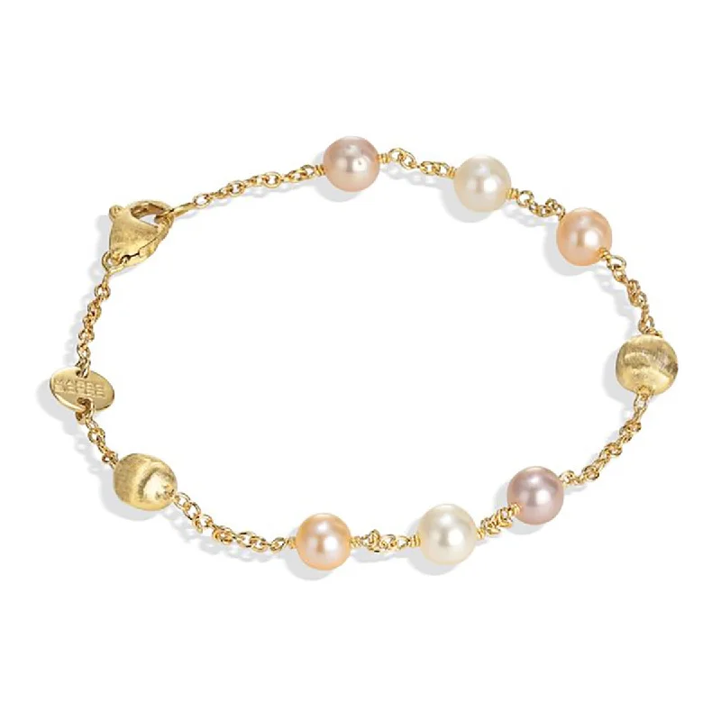 Ladies bracelets with mauve iolite -18K Yellow Gold and Pearl Single Strand Bracelet