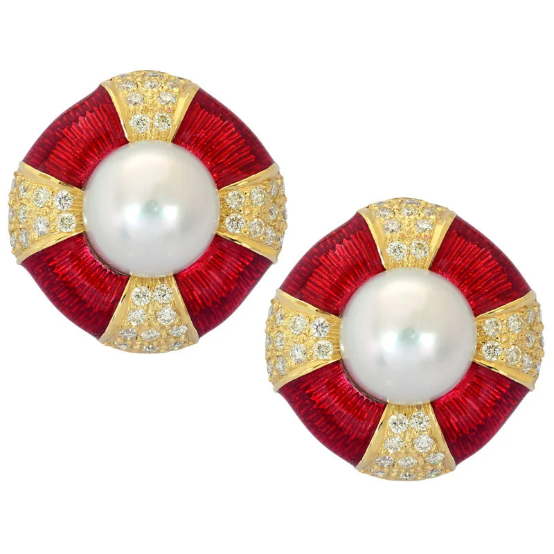 ladies-heart-rose-gold-earrings-Earrings-South Sea Pearl and Diamond (Enamel)